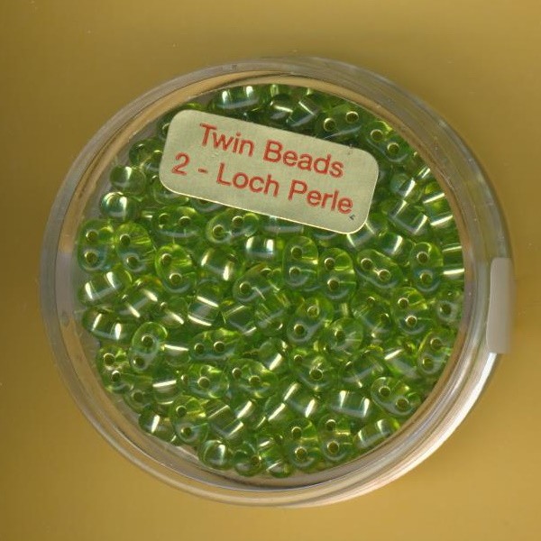 967105774 Glasperlen Twin Beads 2,5x5mm peridot silbereinzug 12g