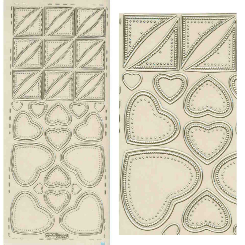 pu383g Sticker Herzen und Ecken gold transparent