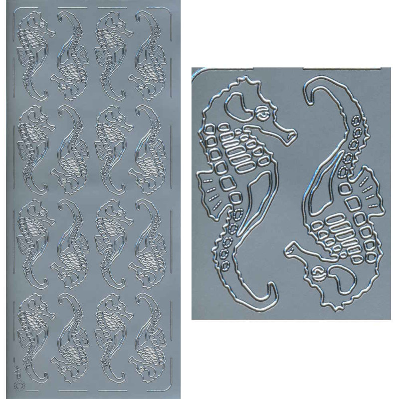 pu076s Sticker Seepferdchen silber