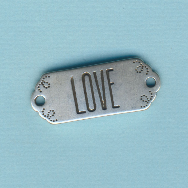mp19121 Armbandverbinder Viereck mit Love 30x12mm versilbert