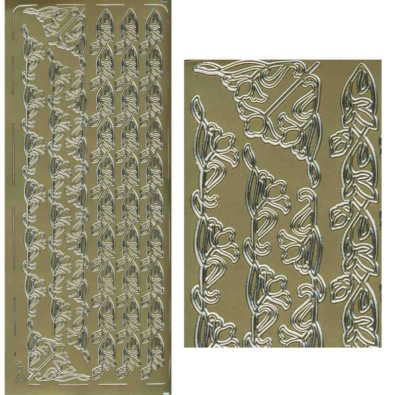 pu132g Sticker Blumenborte2 gold