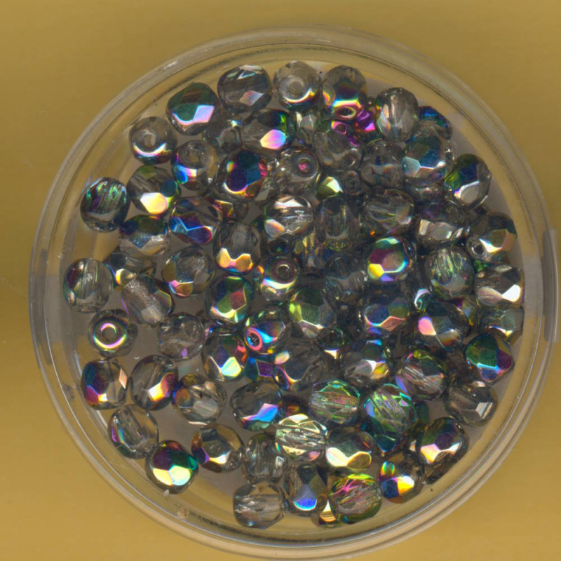 0730-04304 Glasschliffperlen 4mm halbbedampft silberfarben AB 100 Stück