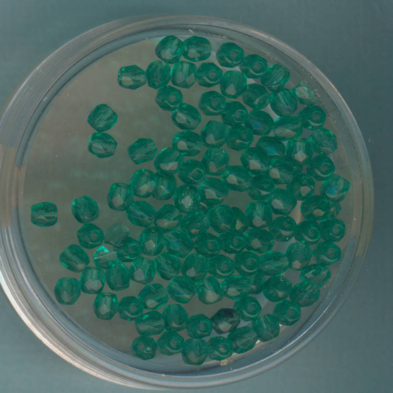 0730-03195 Glasschliffperlen 3mm emerald transparent 100 Stück