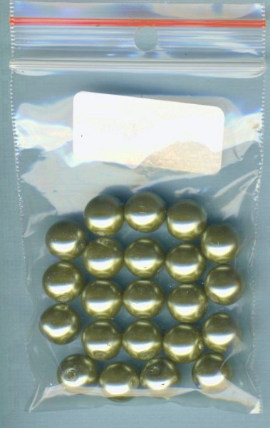 11196 Glaswachsperlen 10mm olivgrün 22 Stück