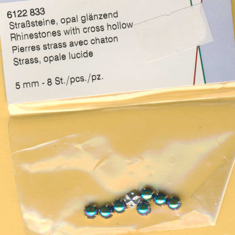 6122833 Strasssteine zum Aufnähen 5mm opal glänzend 8 Stück