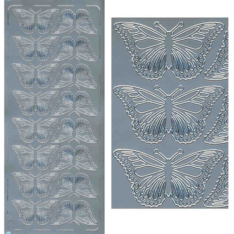 pu061s Sticker Schmetterling 5 silber