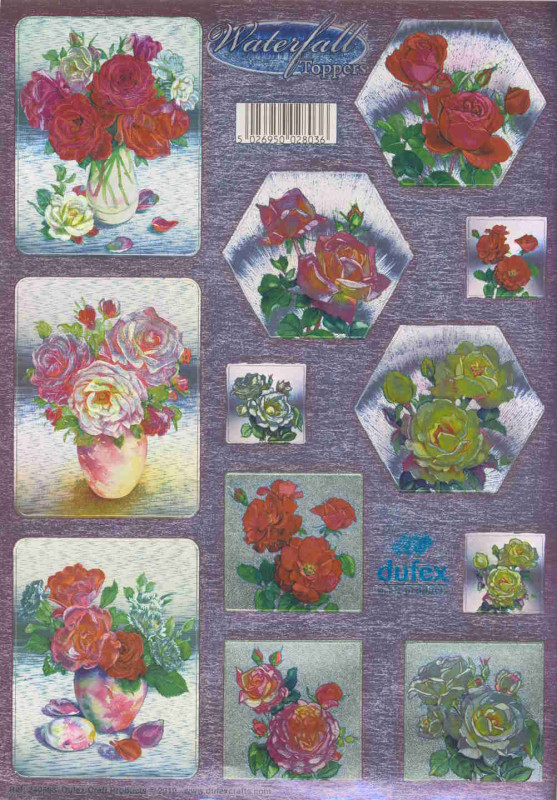 759962 Dufex Stanzbogen A4 Rosenbouquets Wasserfallkarten