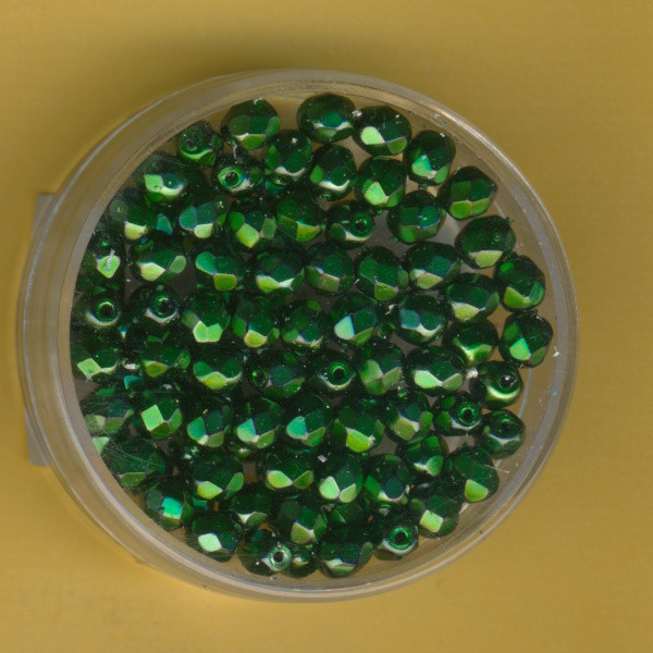 4034517 Glasschliffperlen 4mm feuerpoliert emerald metallic 100 Stück