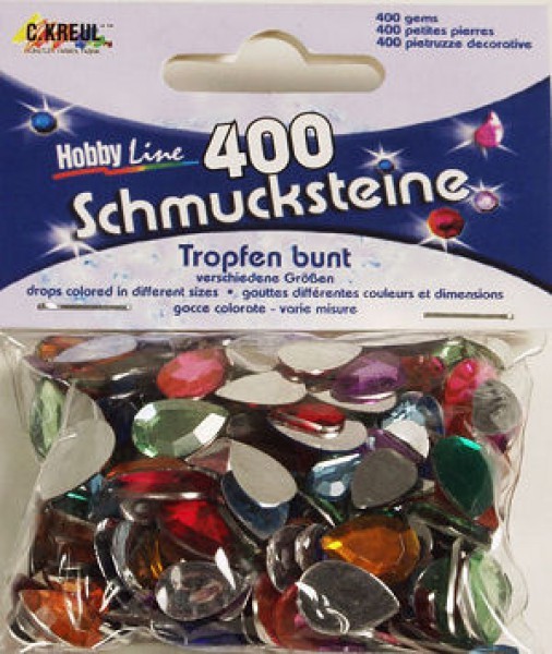 Schmucksteine-Set Tropfen bunt