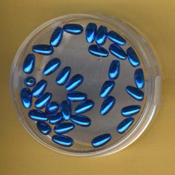 0713-06534 Wachsperlen Tropfen 3x6mm blau metallic 35 Stück