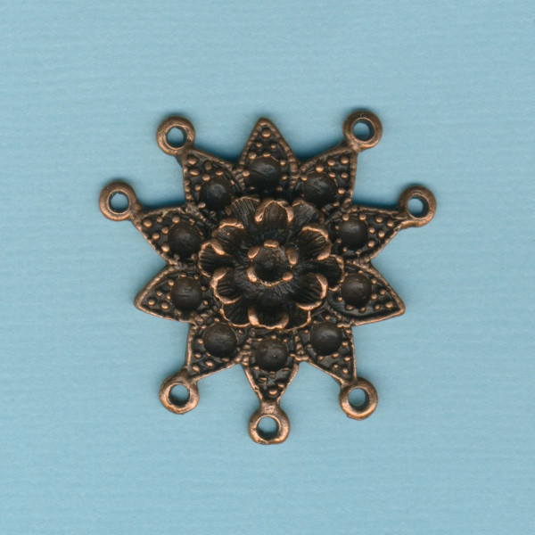 491707981 Metall Anhänger Stern mit Blume altkupfer 33mm
