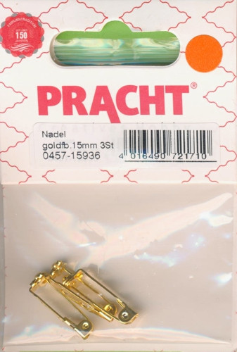 0457-15936 Broschennadel 15mm gold 3 Stück