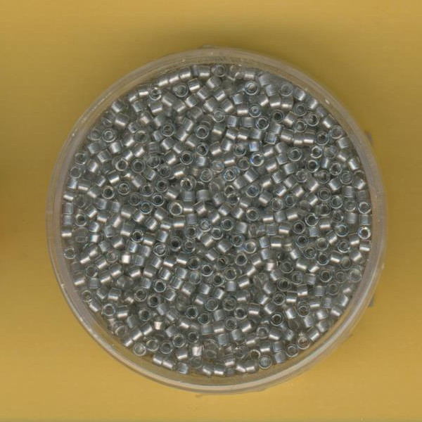 19216 Delica Beads 11/0 2mm transparent Farbeinzug grau 10g