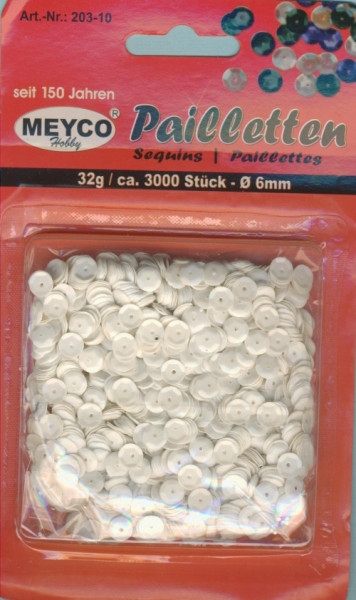 20310 Pailletten gewölbt 6mm weiß 32g