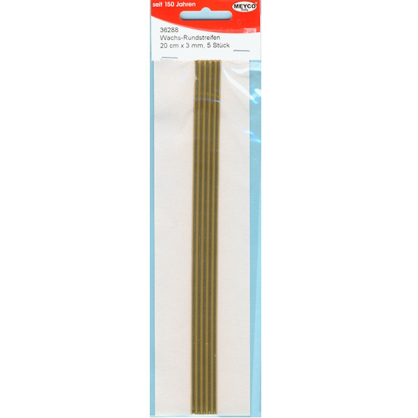36288 Wachsstreifen rund 200 x 3mm gold 5 Stück