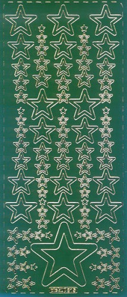 pu315grg Sticker Sterne 14 grün gold