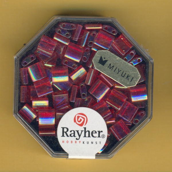 14732286 Miyuki Tila Perlen 5x5mm transparent rot AB 6g