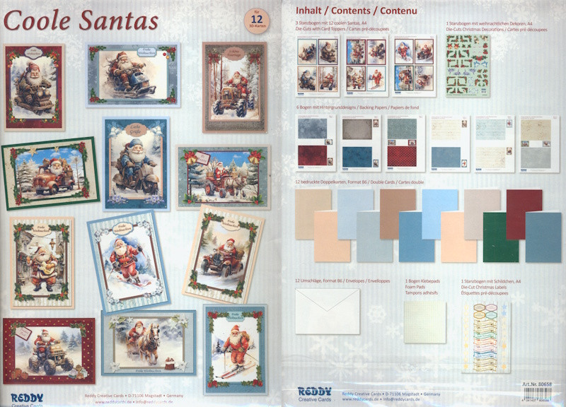 80658 Karten Bastelset Weihnachten Coole Santas