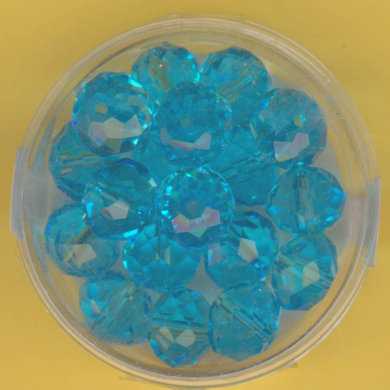 5073-10184 Glasschliffperlen Briolette 10mm aqua 18 Stück