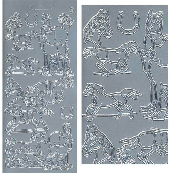 cl106s Sticker Pferde 2 silber