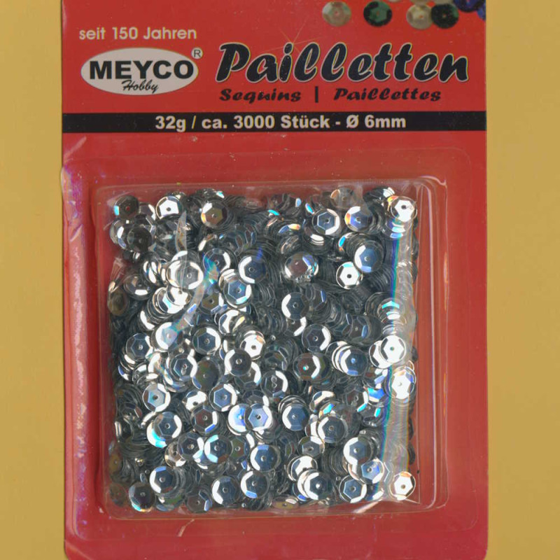 203-01 Pailletten gewölbt 6mm silber 32g