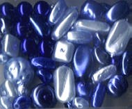 Glasperlensortiment Perlmutt blautöne