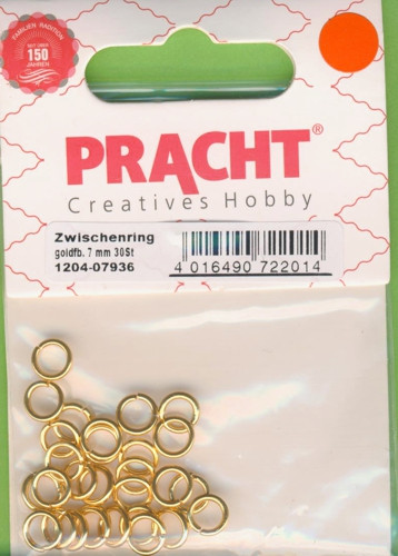 1204-07936 Zwischenringe 7mm gold 30 Stück