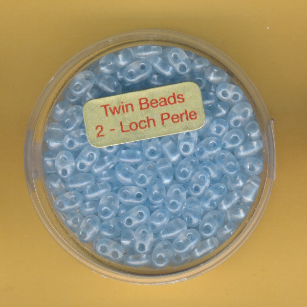 9671-05184 Glasperlen Twin Beads 2,5x5mm aqua pearl 12g