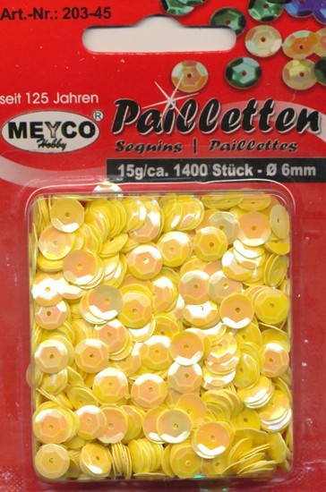 20345 Pailletten gewölbt 6mm gelb 15g