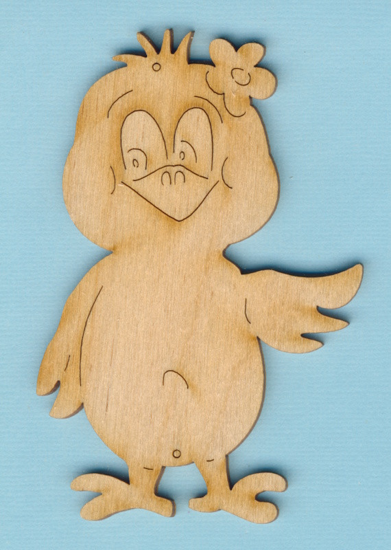 kkh8310 Holz Deko Küken winkend 10cm