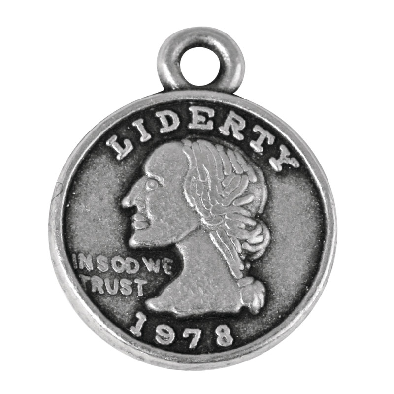 2211648 Metall Anhänger Münze 12mm altsilber
