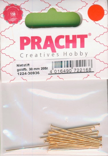 1224-30936 Nietstifte 30mm gold 20 Stück