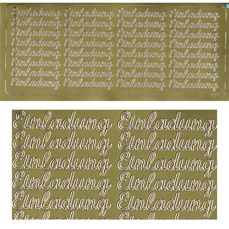 pu035g Sticker Einladung 5 gold