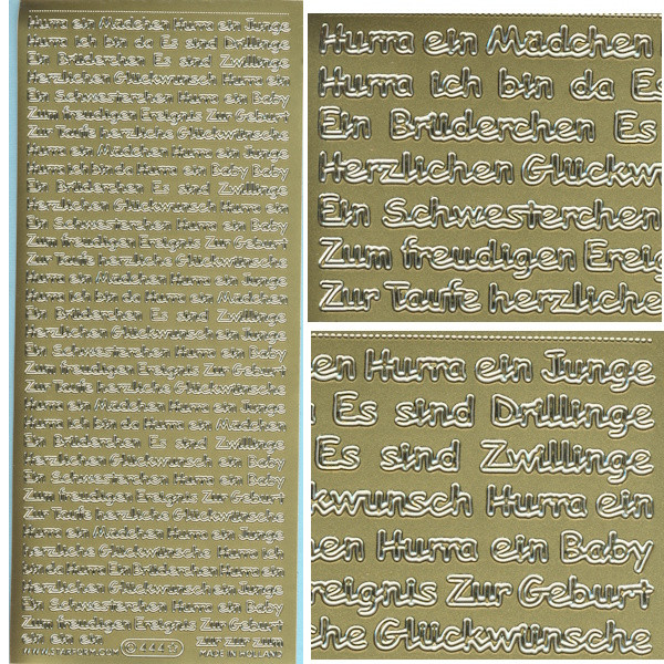 444g Sticker Glückwünsche Baby gold