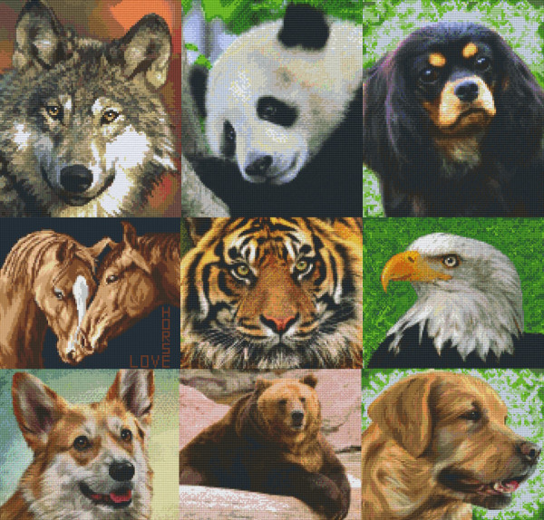 Pixelhobby Klassik Sets Tiere mit 9 Basisplatten