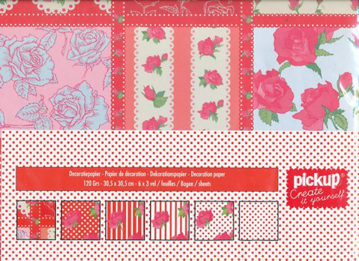 1000100191 Scrapbook Papier Rosen 30,5x 30,5cm 18 Blatt