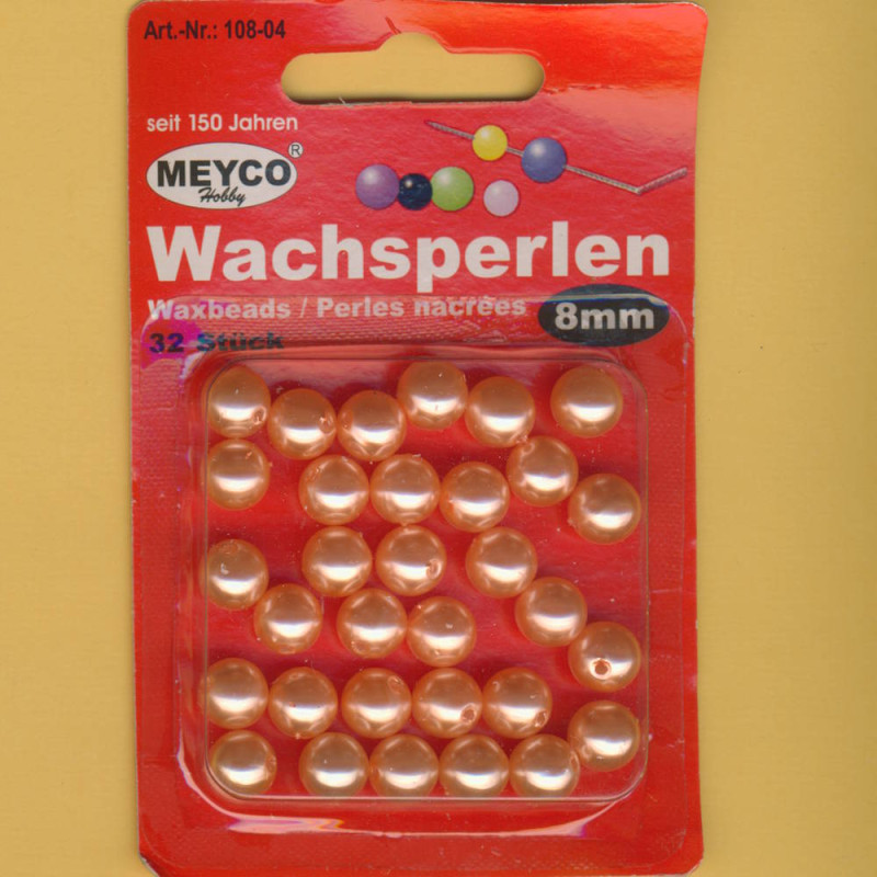 108-04 Wachsperlen 8mm lachs 32 Stück