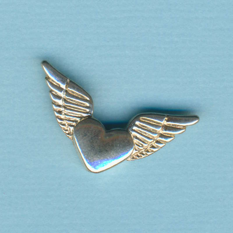 572-81A Metallzierteil Flügel Herz 26mm silber