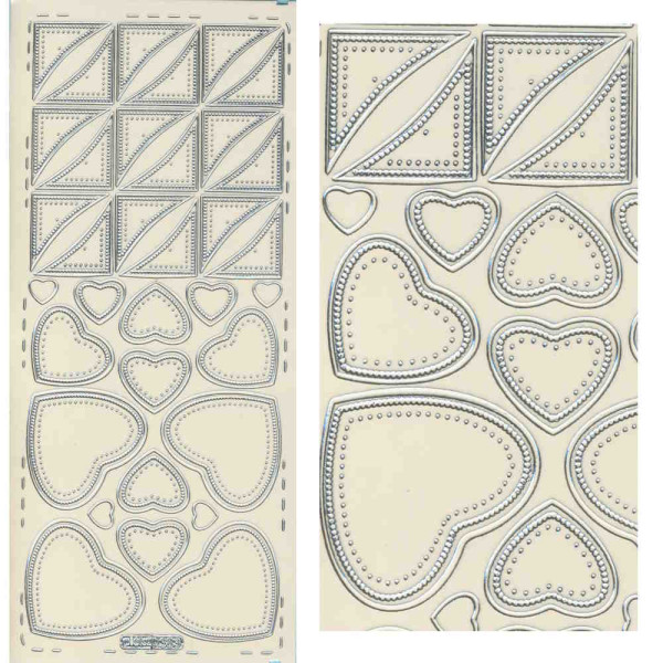 pu383s Sticker Herzen und Ecken silber transparent