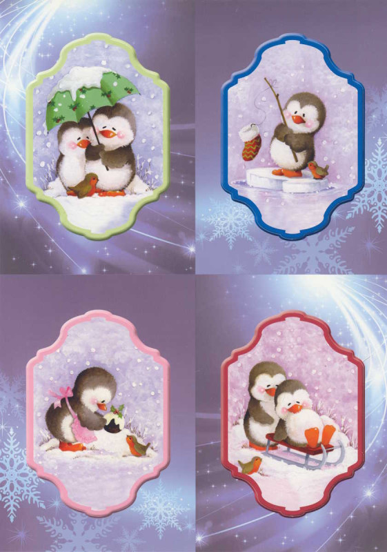83621 3D Stanzbogenset A4 Pinguine Weihnachten