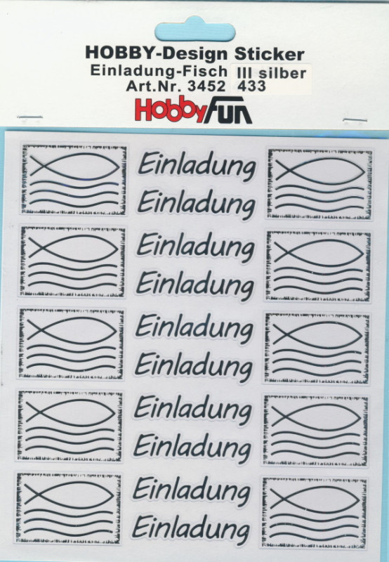 3452433 Hobby Design Sticker Einladung Fisch III silber