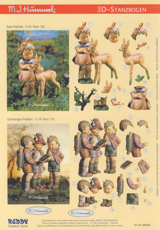 950039 3D Stanzbogen A4 M I Hummel Gute Freunde