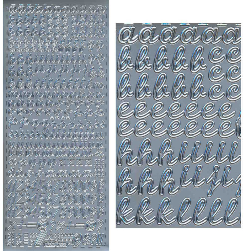 266s Sticker Buchstaben und Zahlen 9 - 10mm silber