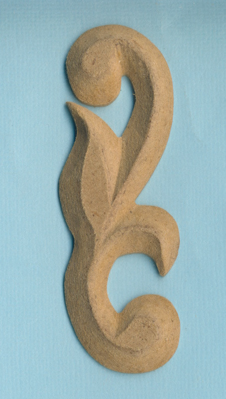 077820060 Holz Dekor Ornament geschwungen 8,2x2,9cm