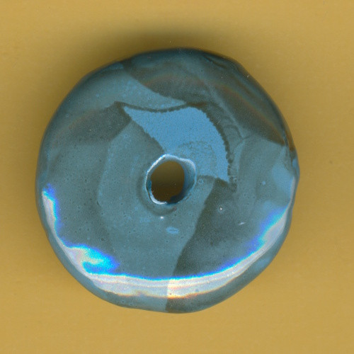 455032171 Keramikperle Donut 33mm türkis kupfer