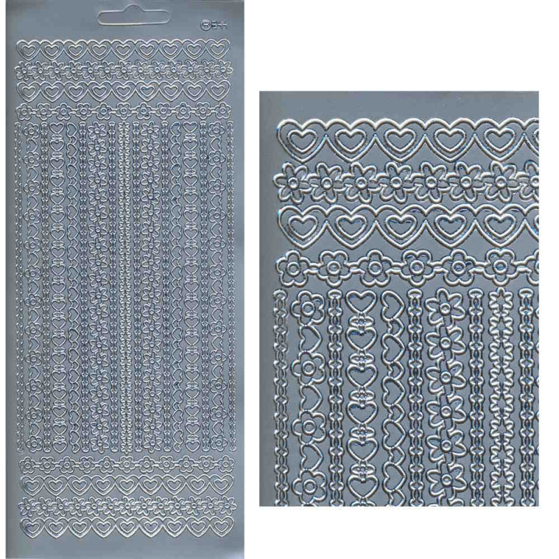 cl544s Sticker Herzborte silber
