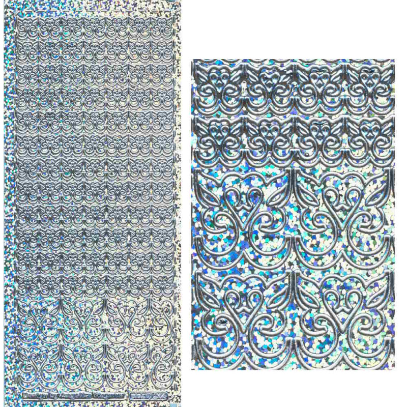 pu244sh Sticker Herzornamente silber hologramm