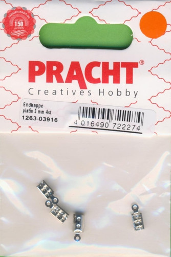 Endkappe 3mm platin 4 Stück