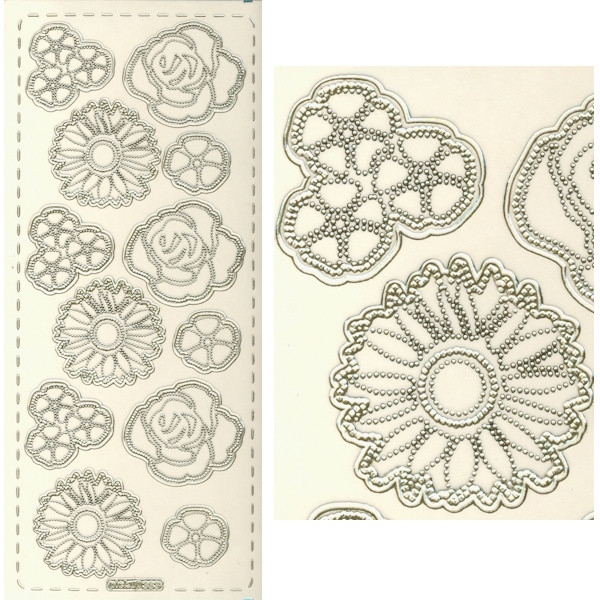 pu363g Sticker Blumen 6 gold transparent
