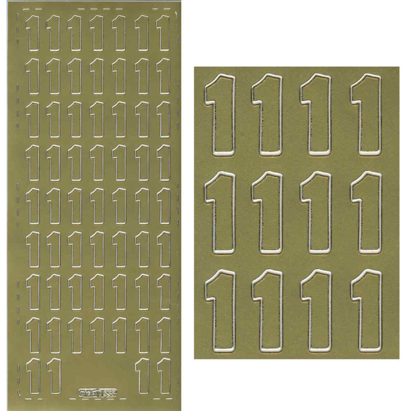 pu538g Sticker Ziffer 1 20mm gold